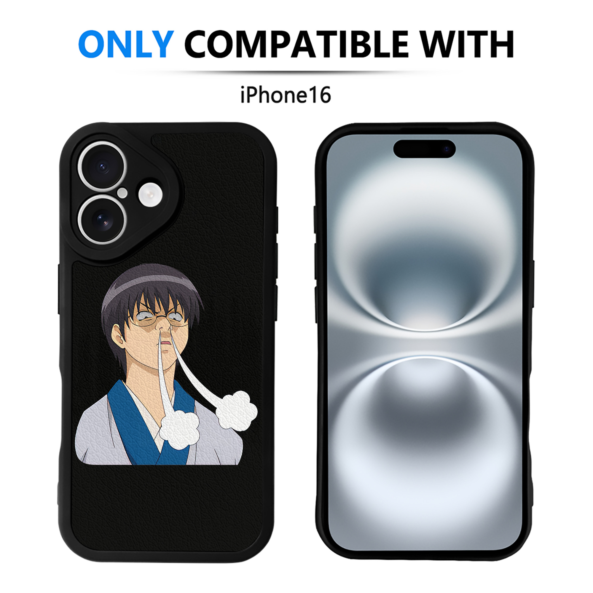 （画像用） ぎんたま 坂田銀時（さかたぎんとき） 神楽 志村新八（しむら しんぱち） GINTAMA Sakata Gintoki Kagura Shimura Shinpachi 【iPhone 16シリーズ対応】シリコンスマホケース（レザー調） 材質：シリコン
